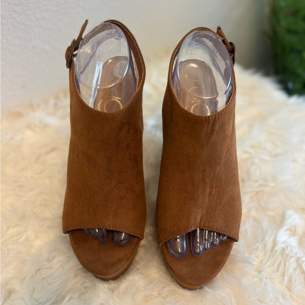 Sugar Brown Suede Open-Toe Mules